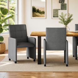 Grey Dining Chairs with Wheels - Set of 2