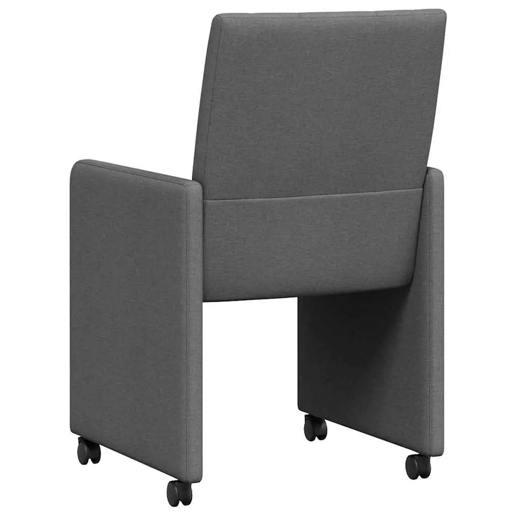 Dining Chairs with Wheels 2 Pieces Grey Kitchen Seating with Armrest Casters