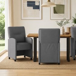 Grey Modern Dining Chairs with Wheels, 2 pcs
