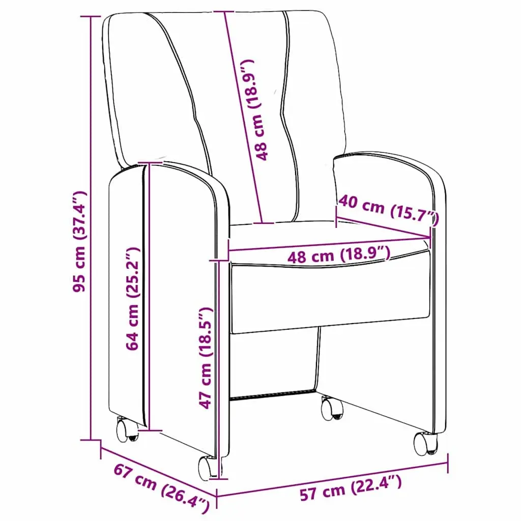 Grey Modern Dining Chairs with Wheels, 2 pcs
