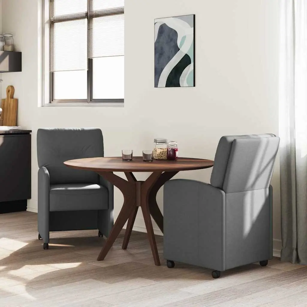Grey Modern Dining Chairs with Wheels, 2 pcs