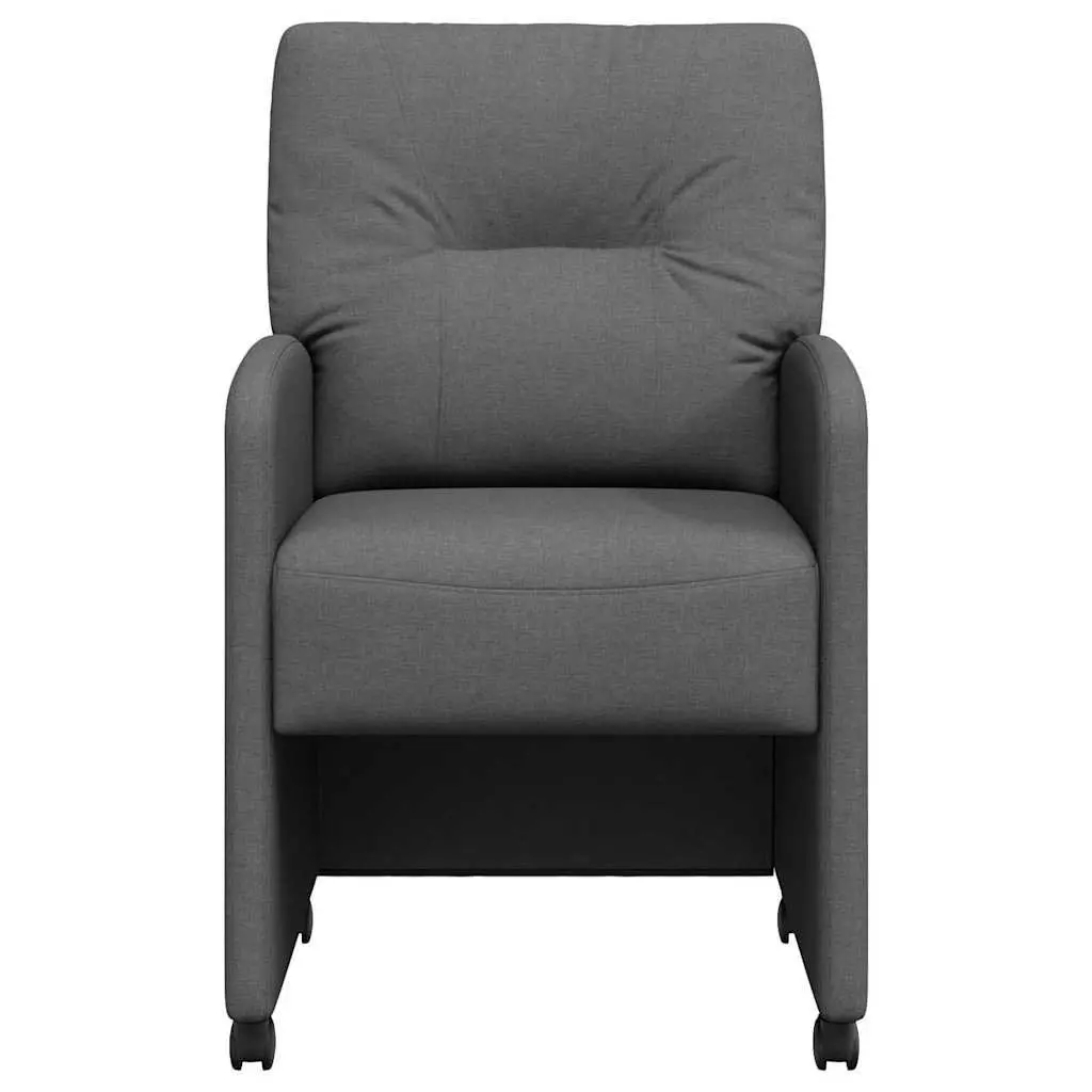 Grey Modern Dining Chairs with Wheels, 2 pcs
