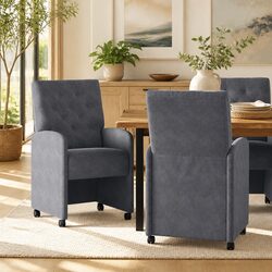 Comfortable Dining Chairs with Wheels 2 pcs Grey