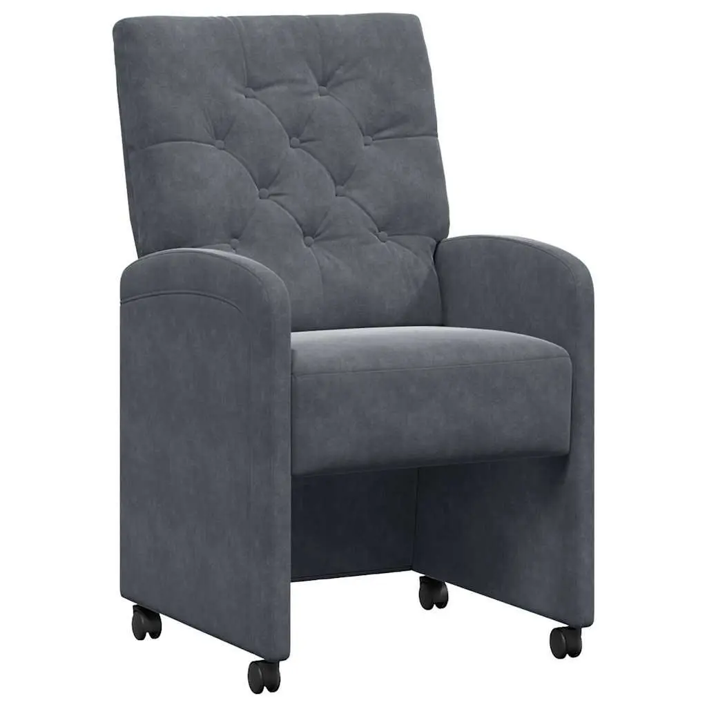 Dining Chairs with Wheels 2 pcs Grey