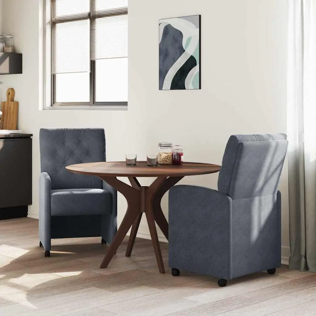 Dining Chairs with Wheels 2 pcs Grey