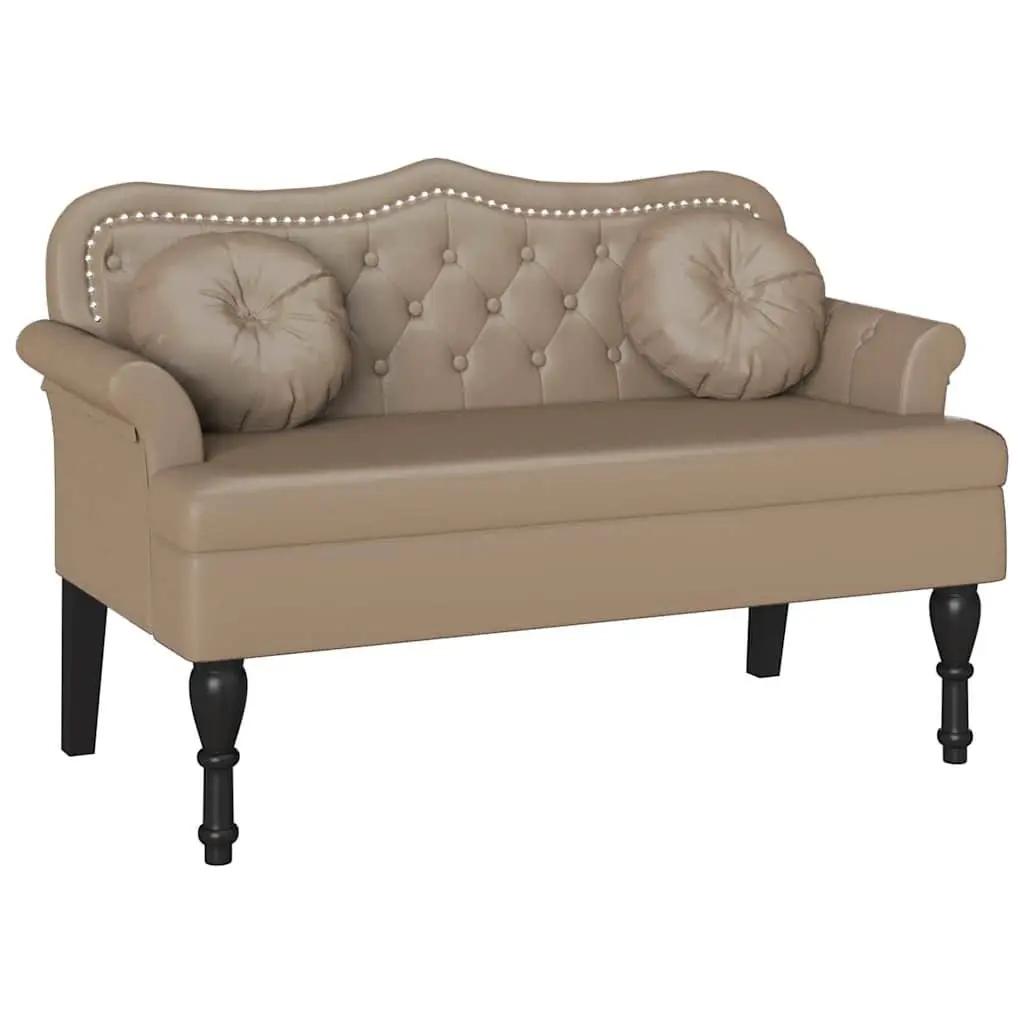 Chesterfield Bench Button Tufted Faux Leather Padded Seat Brown Solid Plywood Rubberwood 1205 x 650 x 750 mm