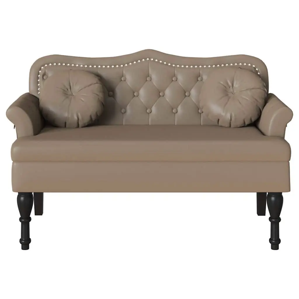 Chesterfield Bench Button Tufted Faux Leather Padded Seat Brown Solid Plywood Rubberwood 1205 x 650 x 750 mm
