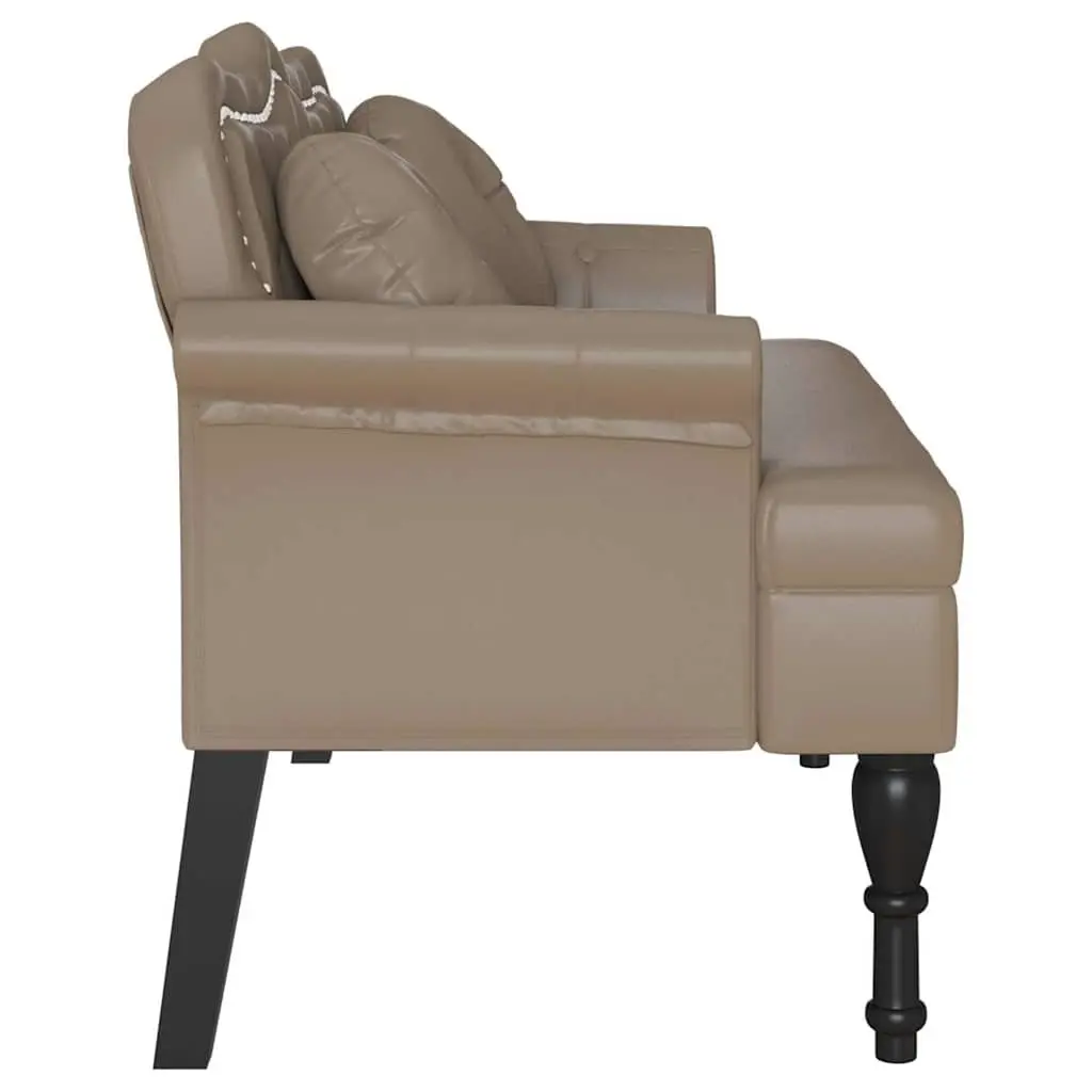 Chesterfield Bench Button Tufted Faux Leather Padded Seat Brown Solid Plywood Rubberwood 1205 x 650 x 750 mm