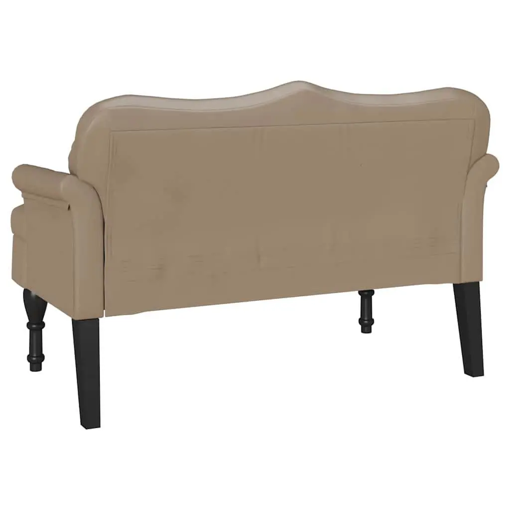 Chesterfield Bench Button Tufted Faux Leather Padded Seat Brown Solid Plywood Rubberwood 1205 x 650 x 750 mm