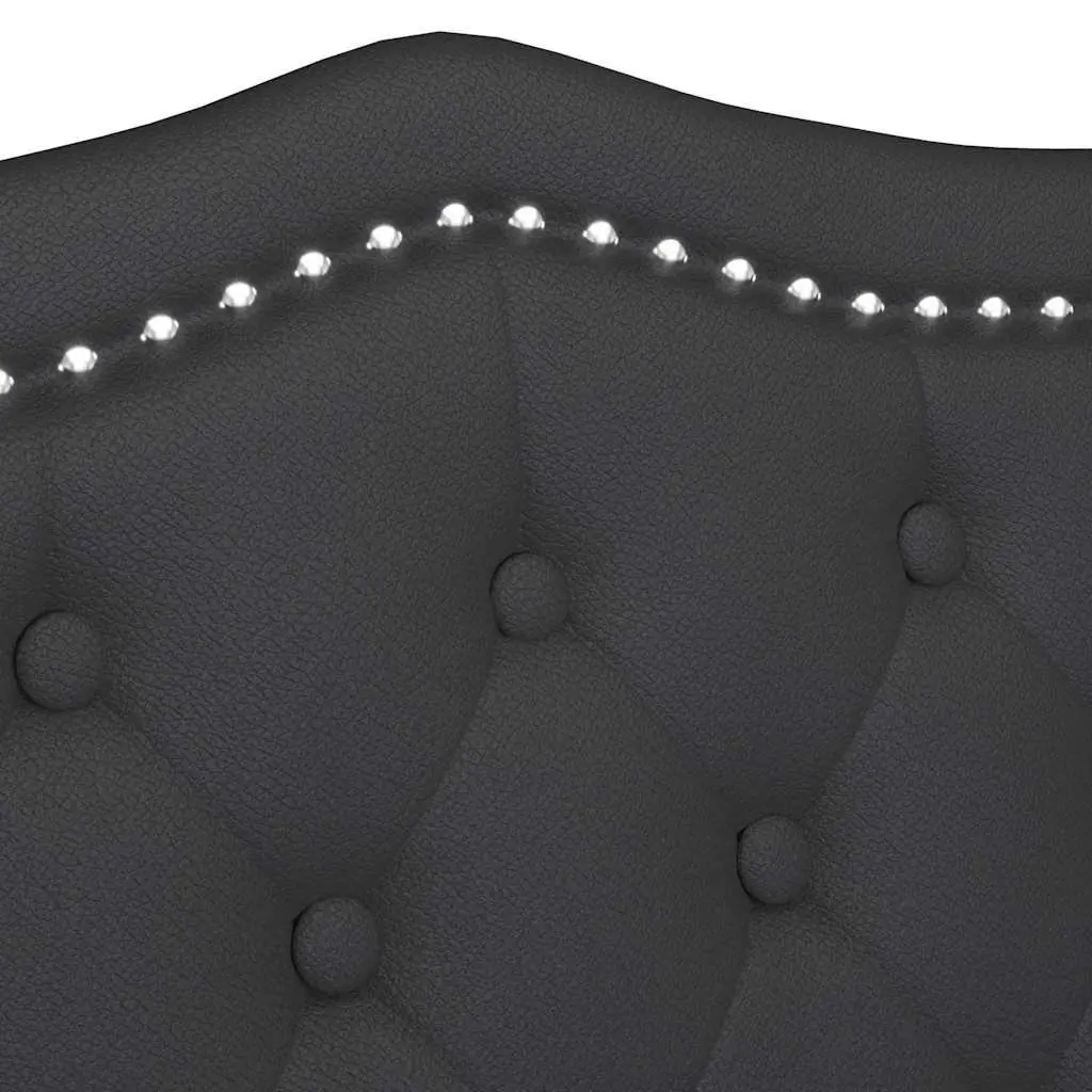 Chesterfield Bench Black Faux Leather Button Tufted Seat 120.5cm x 65cm x 75cm Plywood Frame Rubberwood Legs