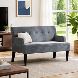 Chesterfield Bench in Dark Grey Velvet for Cozy Spaces