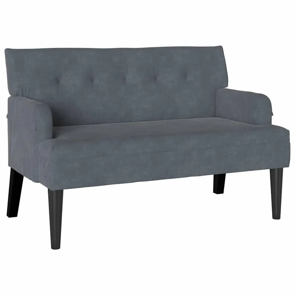 Chesterfield Bench Dark Grey Velvet Upholstered Lounge Seating 112 x 65.5 x 75 cm Plywood Frame Rubberwood Legs
