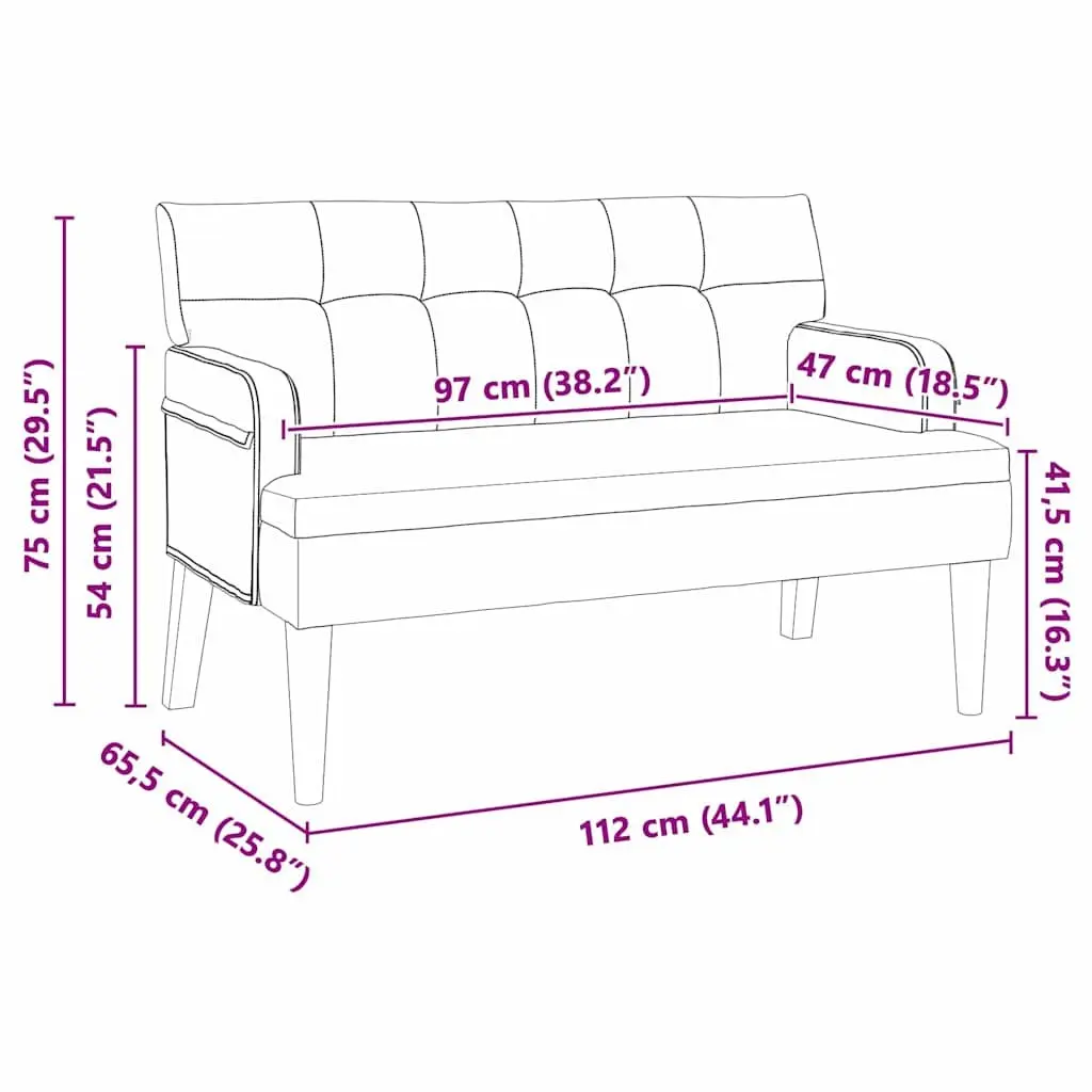 Chesterfield Bench Dark Grey Velvet Upholstered Lounge Seating 112 x 65.5 x 75 cm Plywood Frame Rubberwood Legs