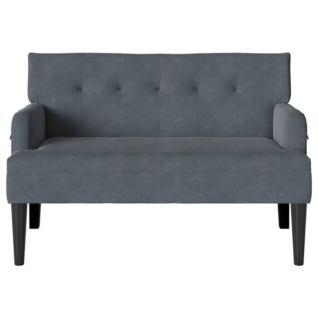 Chesterfield Bench Dark Grey Velvet Upholstered Lounge Seating 112 x 65.5 x 75 cm Plywood Frame Rubberwood Legs