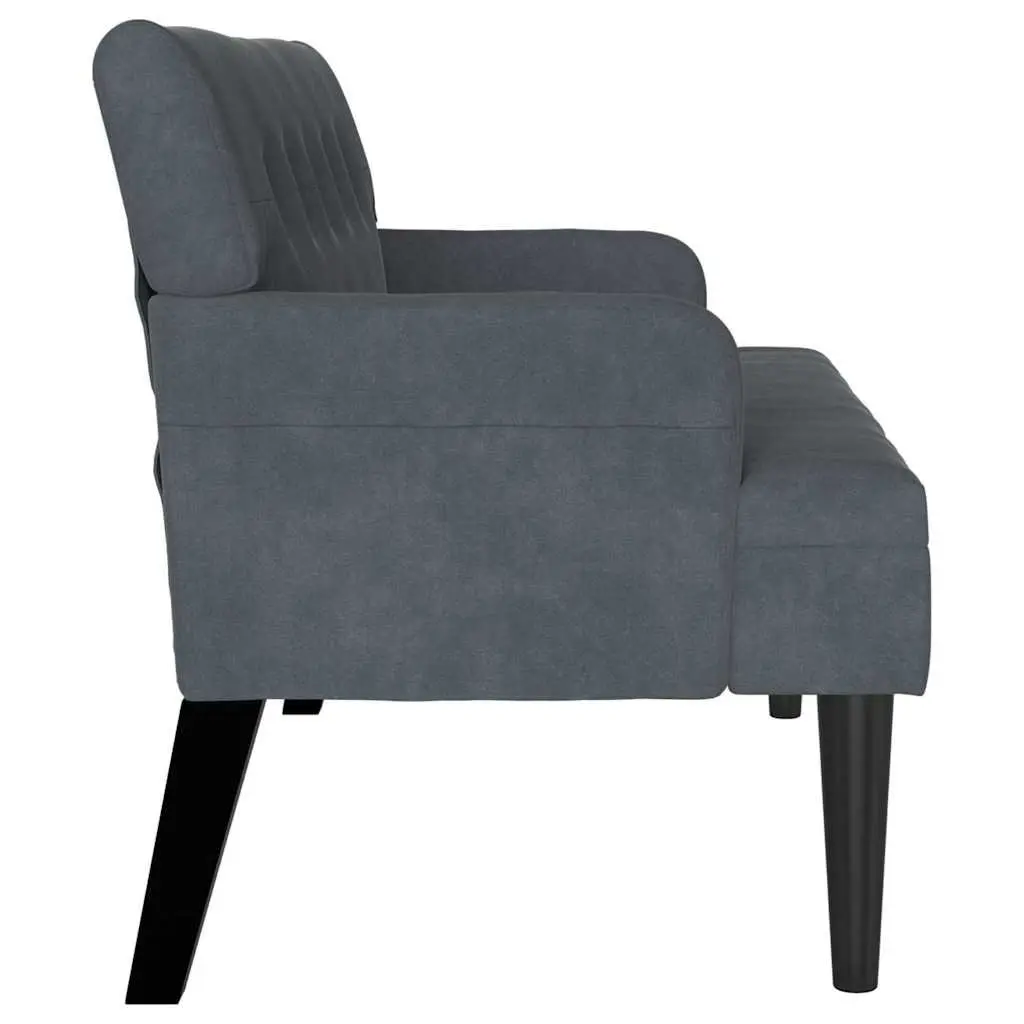 Chesterfield Bench Dark Grey Velvet Upholstered Lounge Seating 112 x 65.5 x 75 cm Plywood Frame Rubberwood Legs
