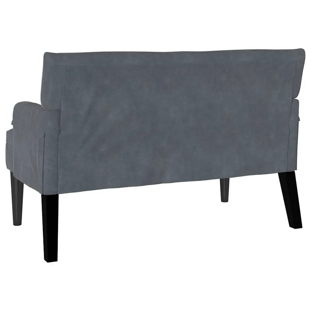 Chesterfield Bench Dark Grey Velvet Upholstered Lounge Seating 112 x 65.5 x 75 cm Plywood Frame Rubberwood Legs