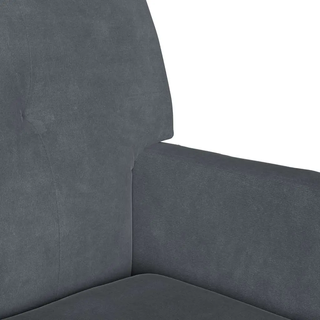 Chesterfield Bench Dark Grey Velvet Upholstered Lounge Seating 112 x 65.5 x 75 cm Plywood Frame Rubberwood Legs