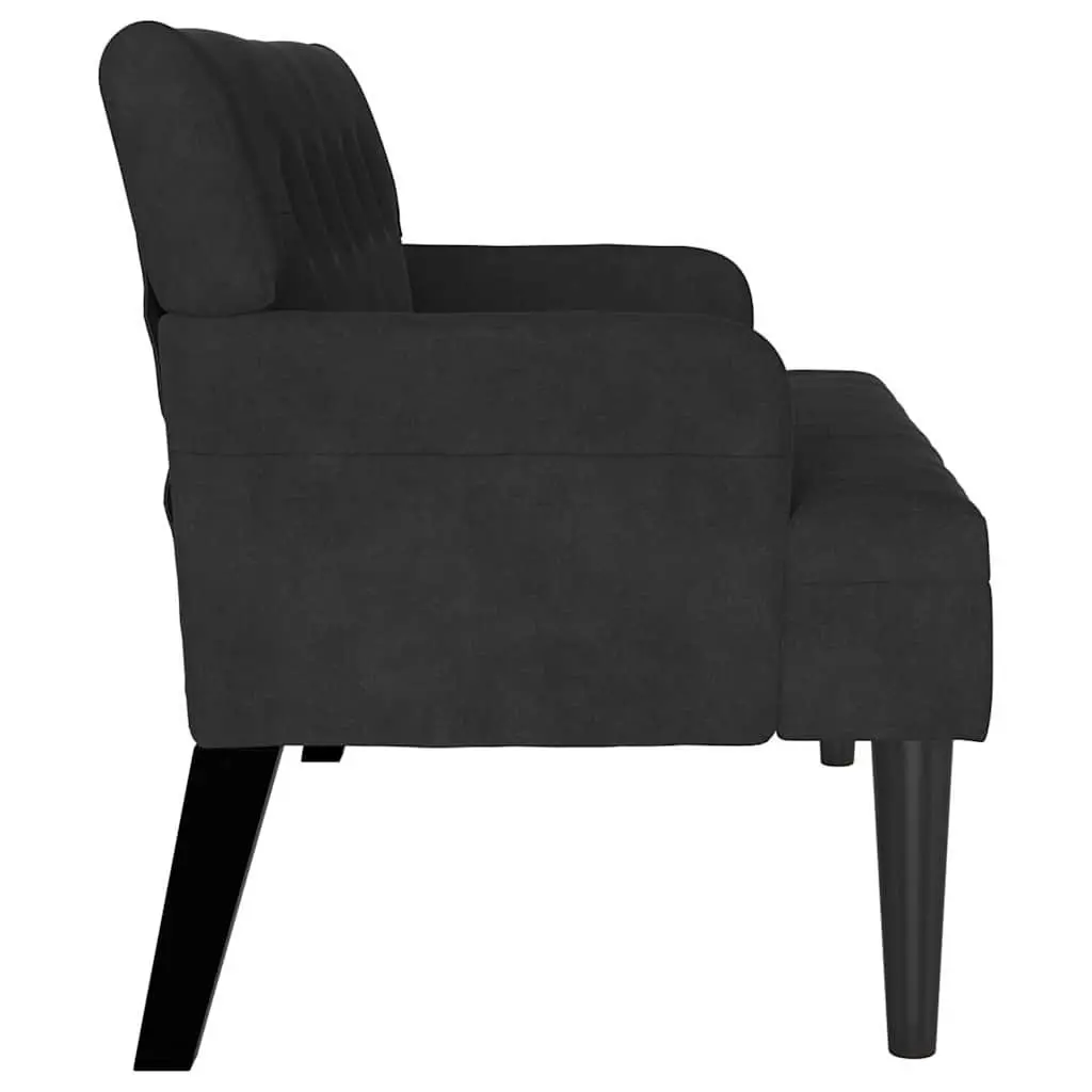 Chesterfield Bench Black Velvet Upholstered Modern Lounge 112 x 65.5 x 75 cm Plywood Frame Rubberwood Legs
