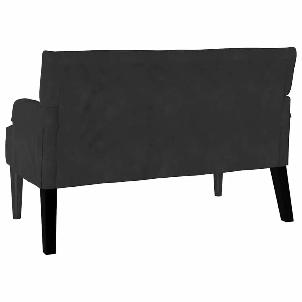 Chesterfield Bench Black Velvet Upholstered Modern Lounge 112 x 65.5 x 75 cm Plywood Frame Rubberwood Legs