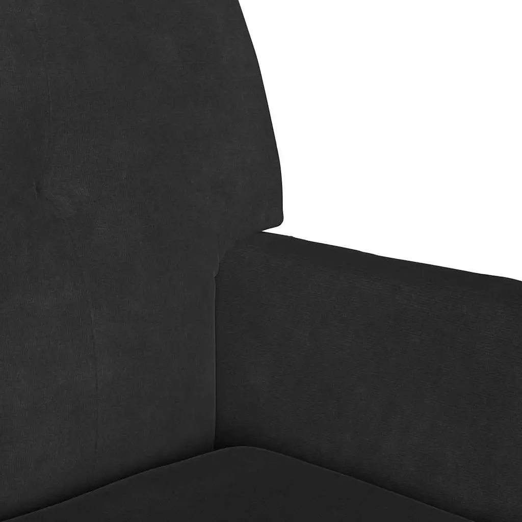 Chesterfield Bench Black Velvet Upholstered Modern Lounge 112 x 65.5 x 75 cm Plywood Frame Rubberwood Legs