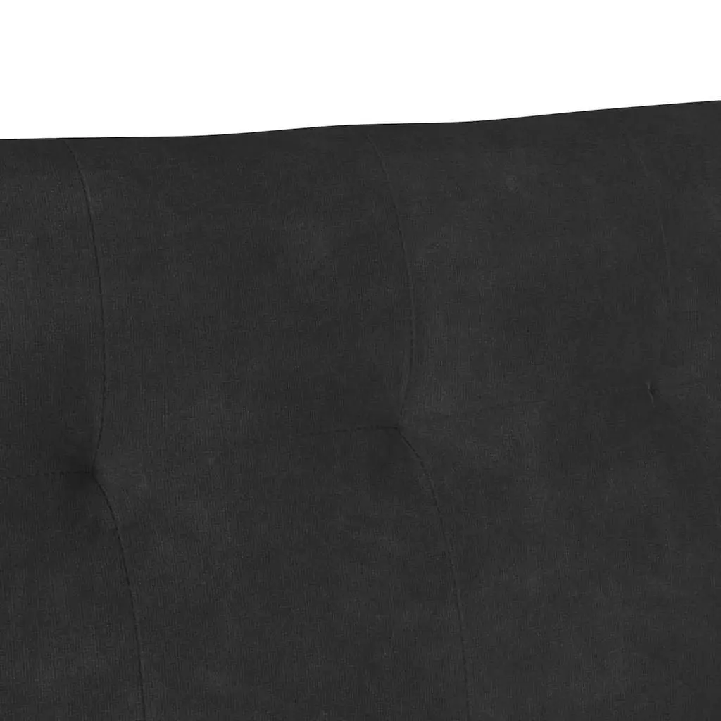 Chesterfield Bench Black Velvet Upholstered Modern Lounge 112 x 65.5 x 75 cm Plywood Frame Rubberwood Legs