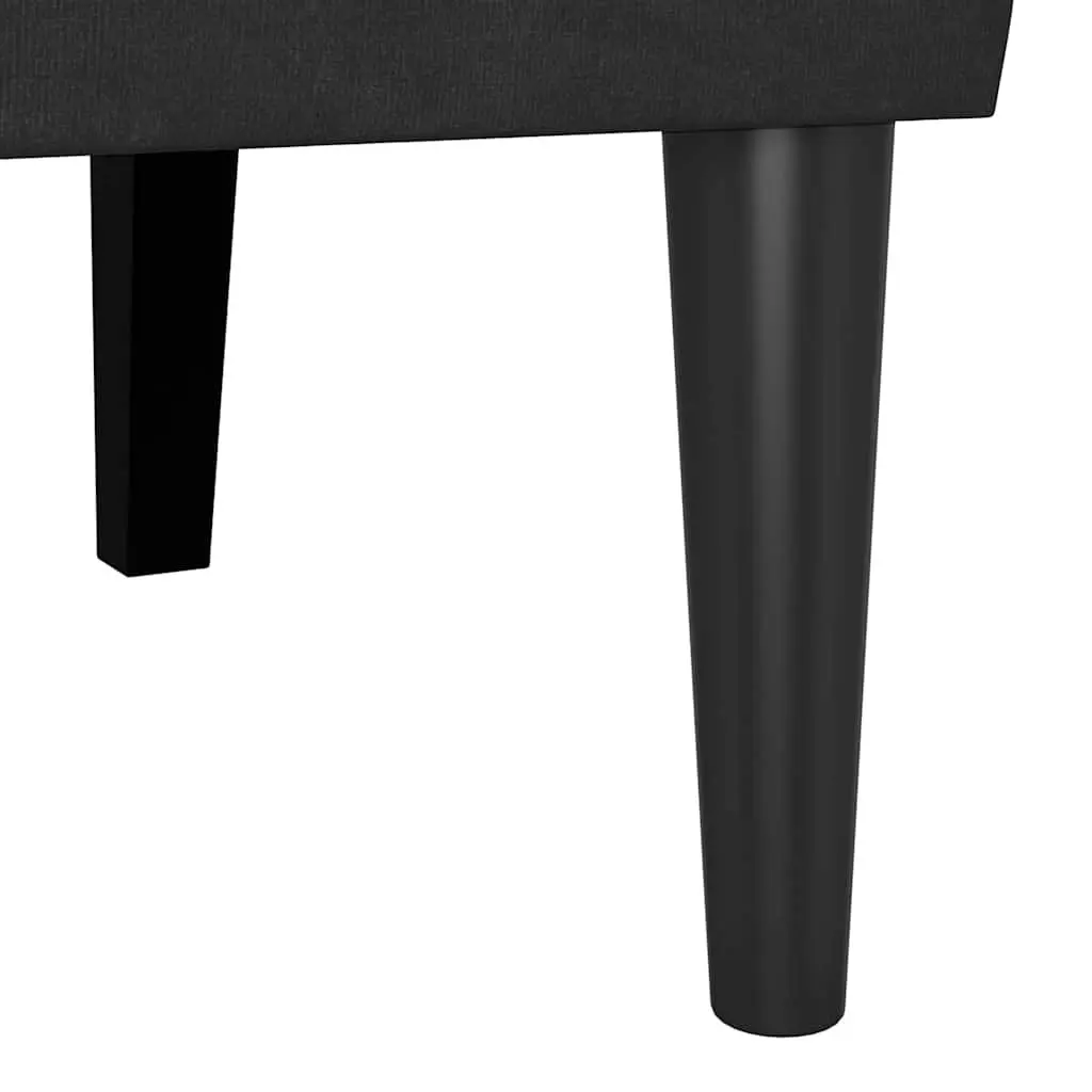 Chesterfield Bench Black Velvet Upholstered Modern Lounge 112 x 65.5 x 75 cm Plywood Frame Rubberwood Legs