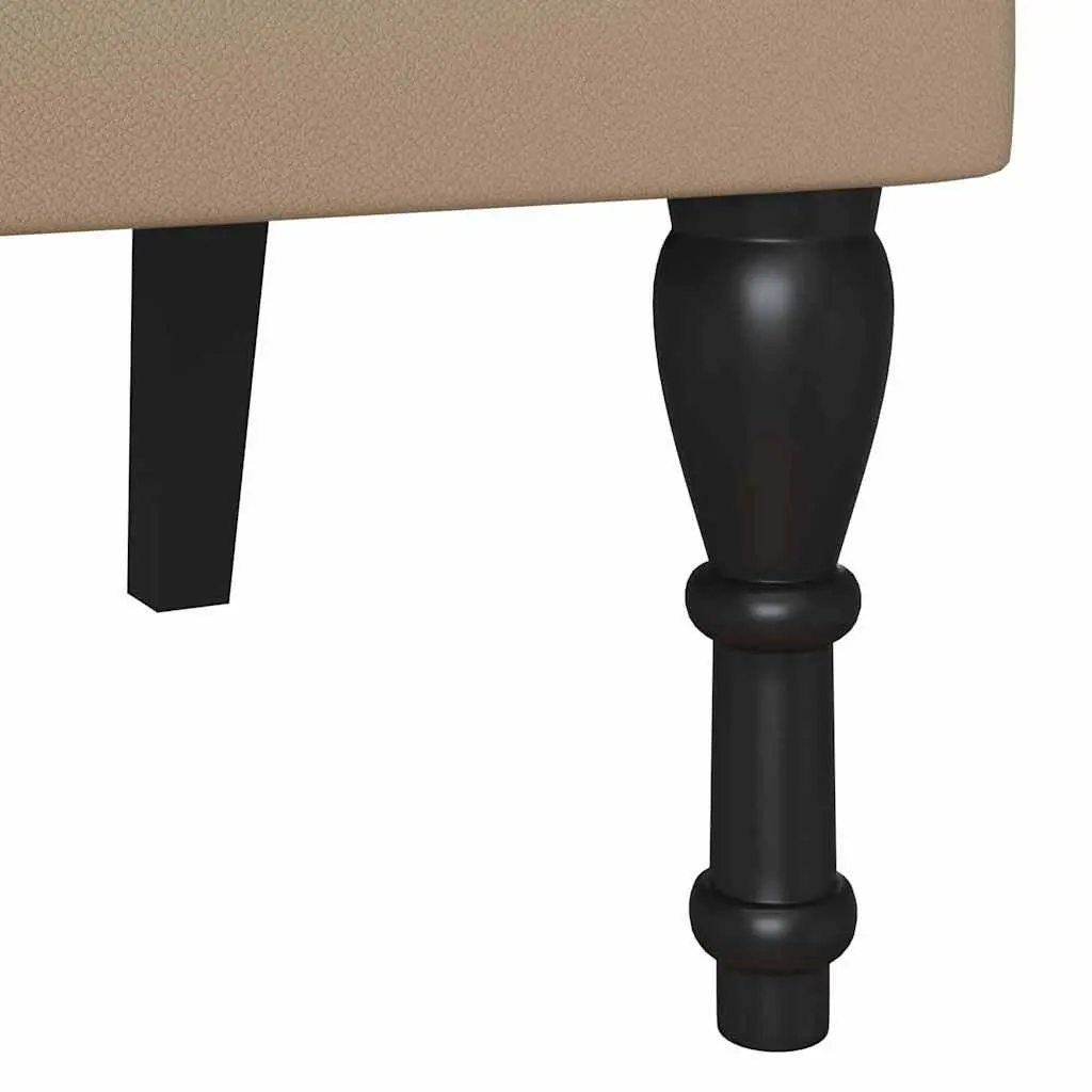 Chesterfield Bench Faux Leather Brown Button Tufted Rolled Armrests Seating