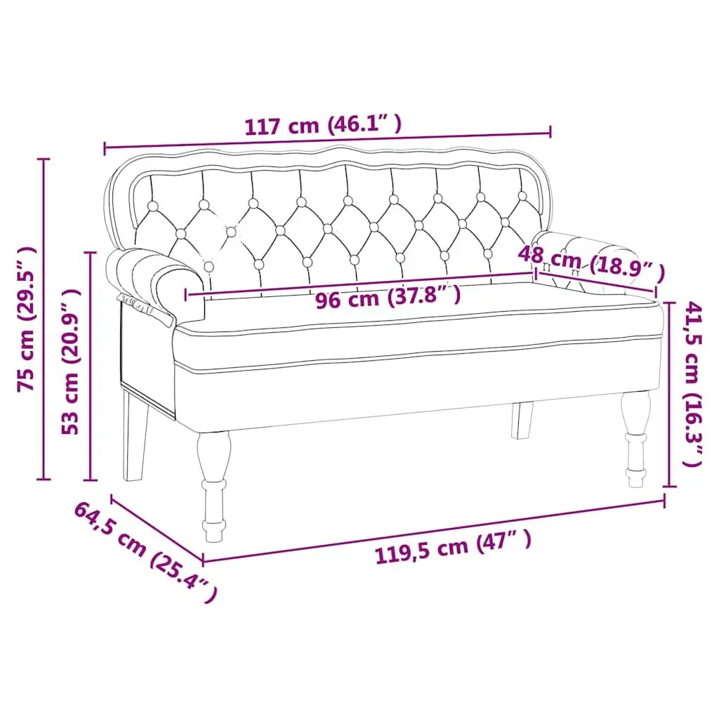 Chesterfield Bench Black Faux Leather Button Tufted Rolled Armrests Seating