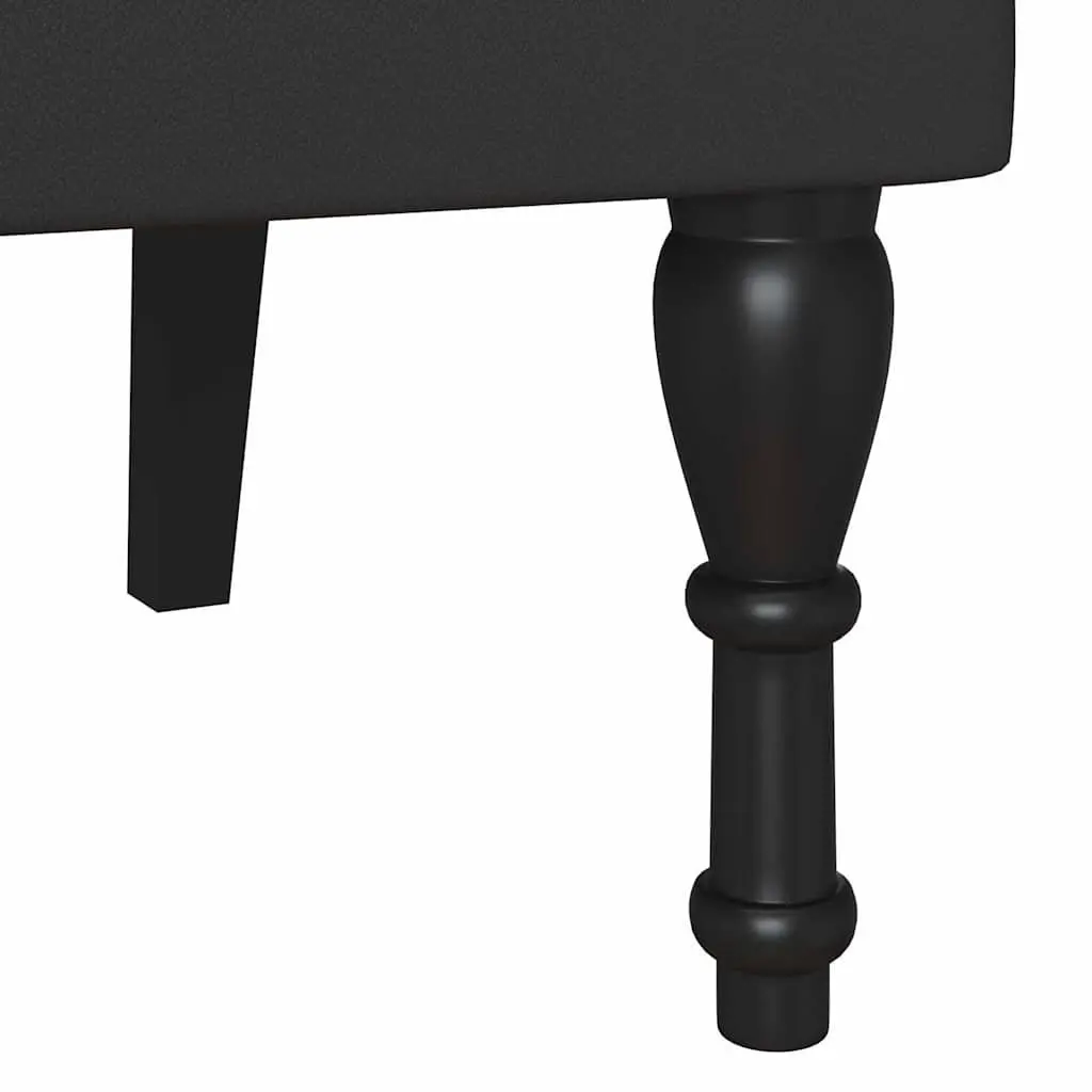 Chesterfield Bench Black Faux Leather Button Tufted Rolled Armrests Seating