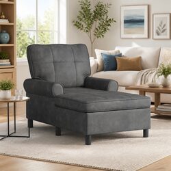 Comfortable Black Chaise Lounge Chair with Cushion
