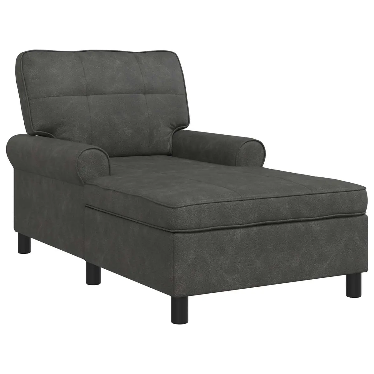 Chaise Lounge Chair Black Modern 91 x 157 x 91 cm Faux Leather