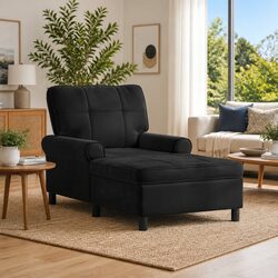 Black Velvet Chaise Lounge Chair for Cozy Spaces