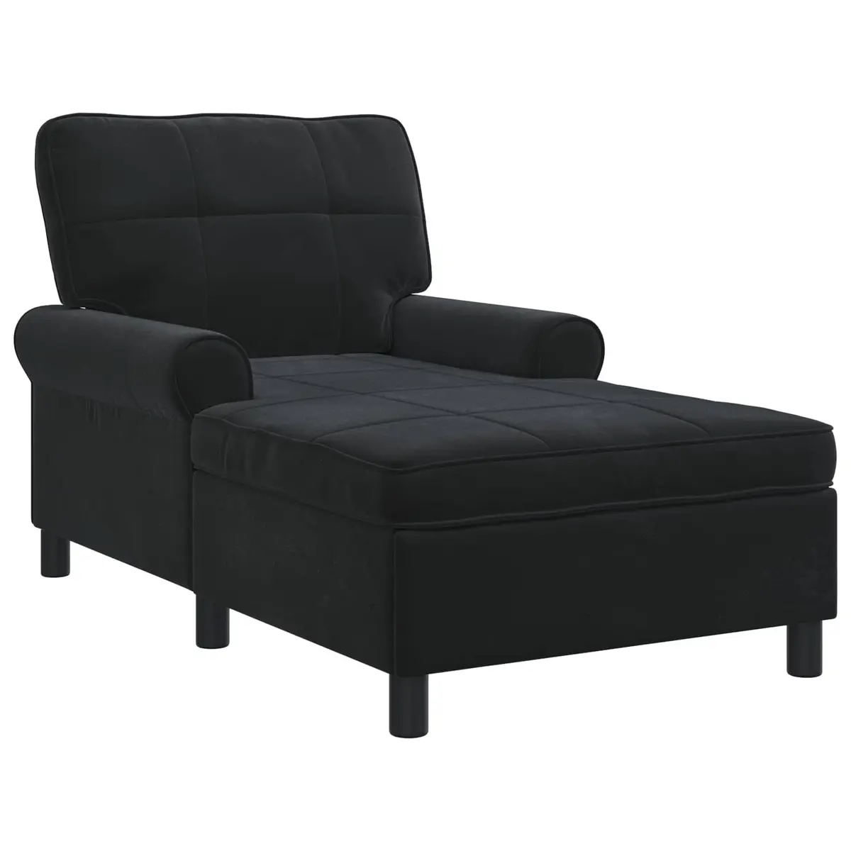 Chaise Lounge Chair Black Velvet Modern Indoor Seat Cushion