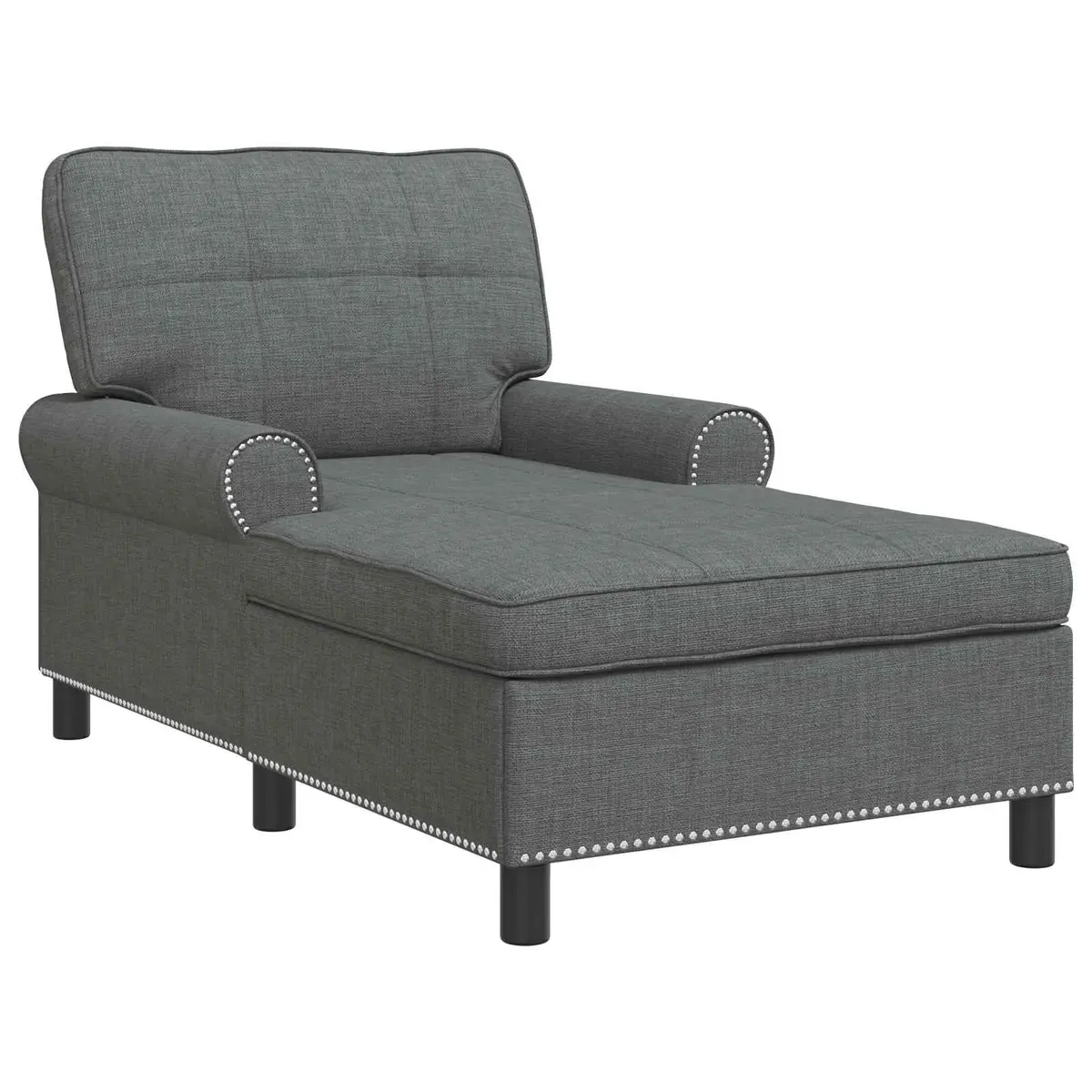 Grey Fabric Lounge Chair Cushioned Recliner Modern Chaise for Living Room 91x157x91cm