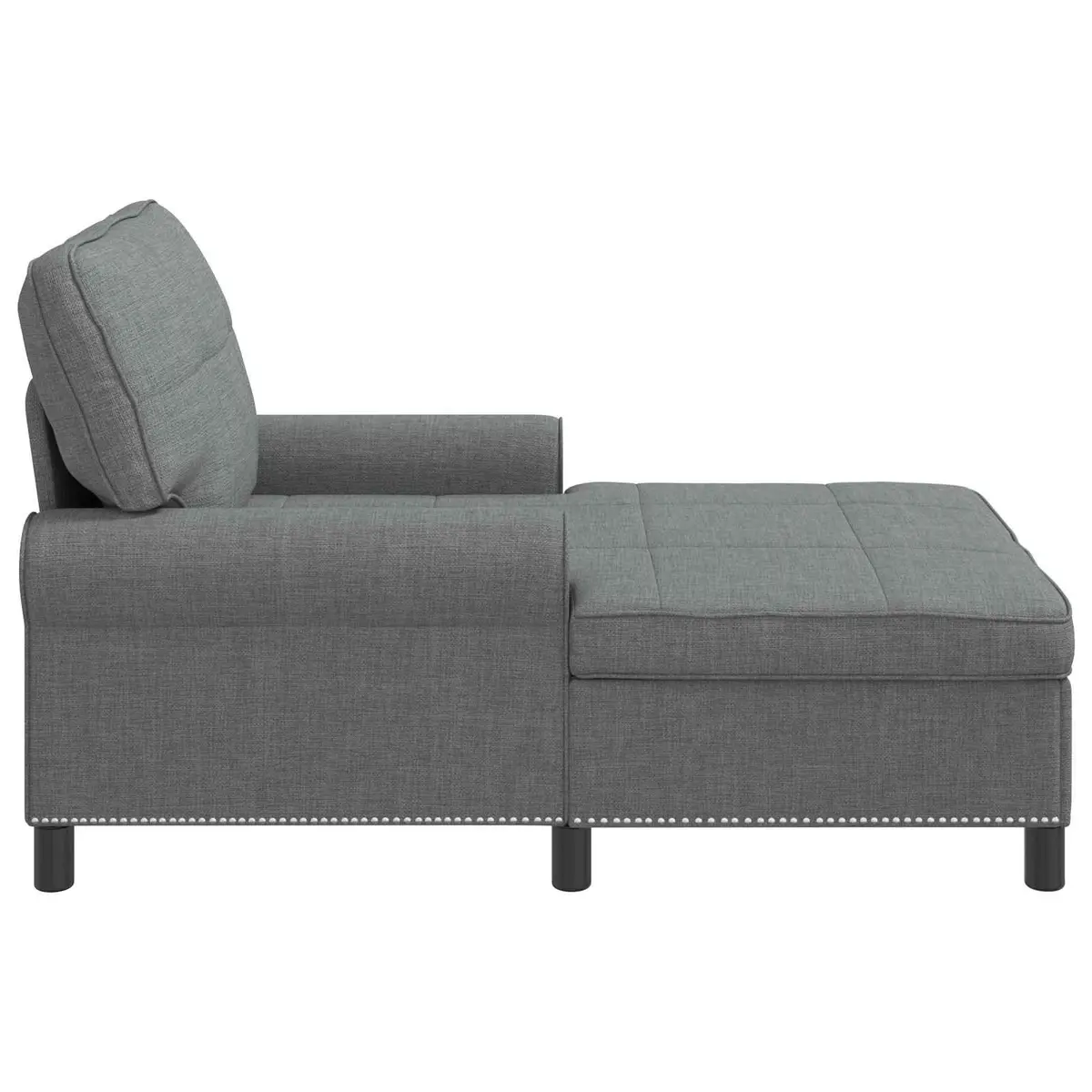 Grey Fabric Lounge Chair Cushioned Recliner Modern Chaise for Living Room 91x157x91cm