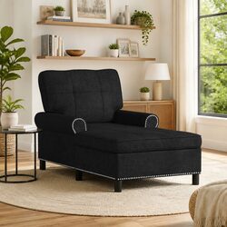 Black Chaise Lounge Chair with Cushion for Modern Spaces