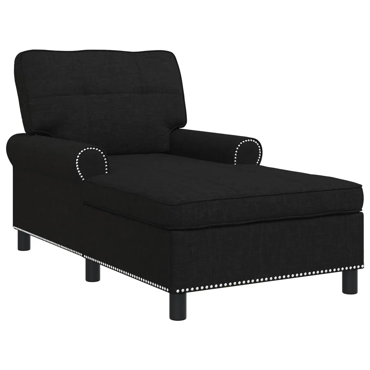 Lounge Chair Modern Chaise Black Fabric 91 x 157 x 91 cm Plywood