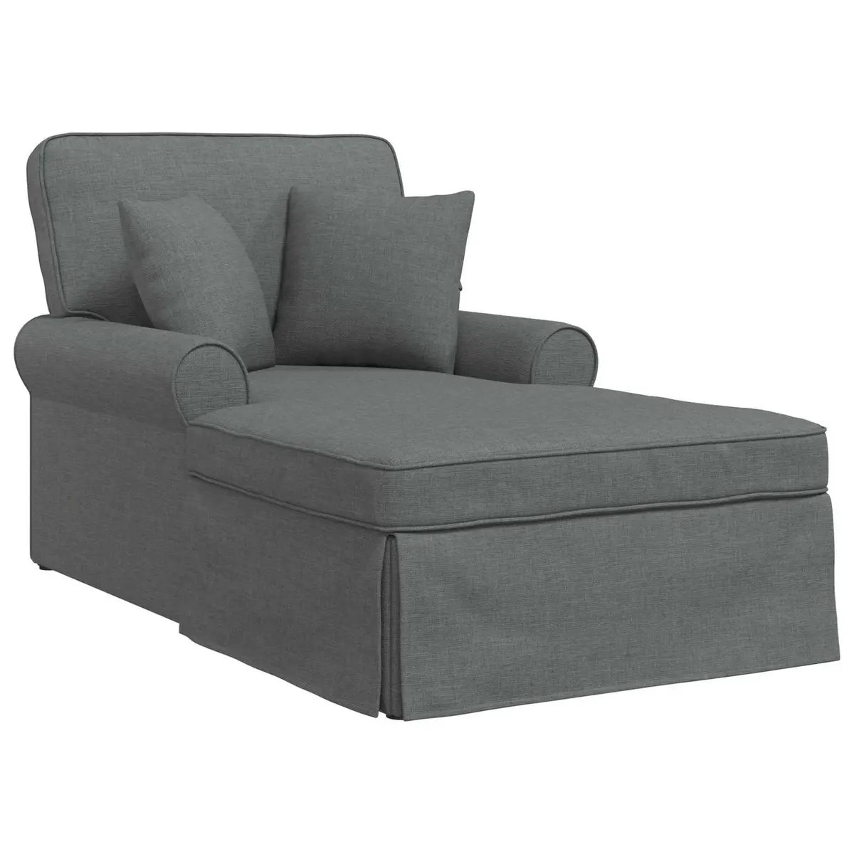 Chaise Lounge with Skirt Grey Fabric Modern Living Room Bedroom Relaxation