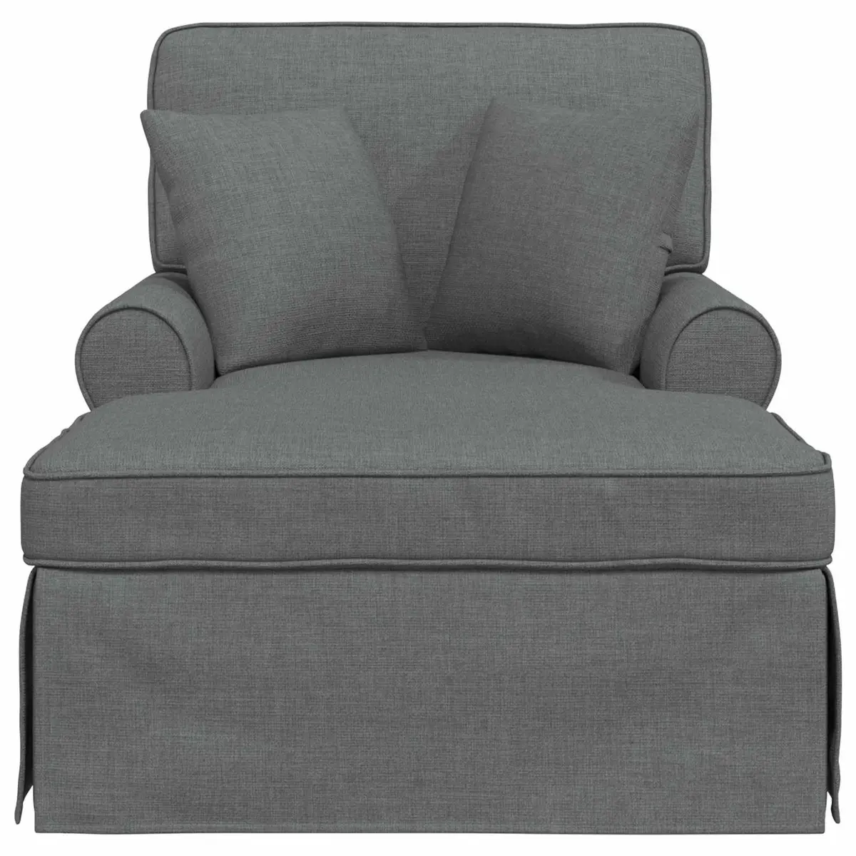 Chaise Lounge with Skirt Grey Fabric Modern Living Room Bedroom Relaxation