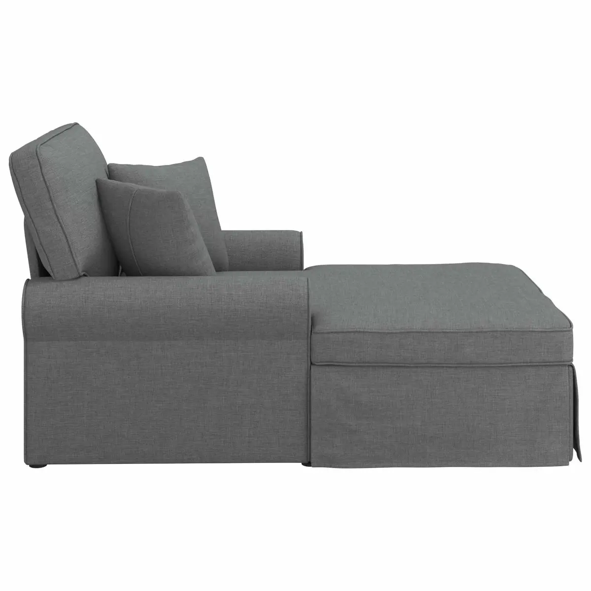 Chaise Lounge with Skirt Grey Fabric Modern Living Room Bedroom Relaxation