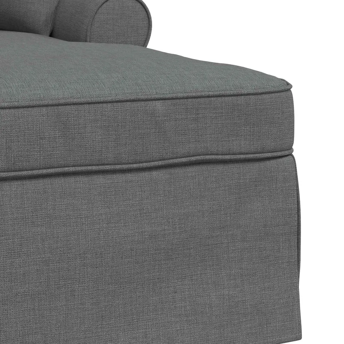 Chaise Lounge with Skirt Grey Fabric Modern Living Room Bedroom Relaxation