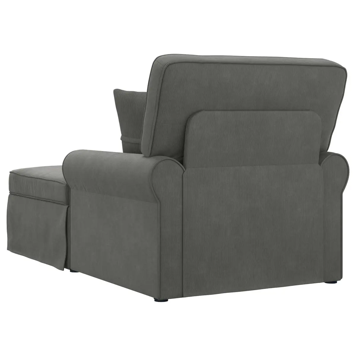 Chaise Lounge Modern with Skirt 3 Piece Dark Grey Corduroy Fabric