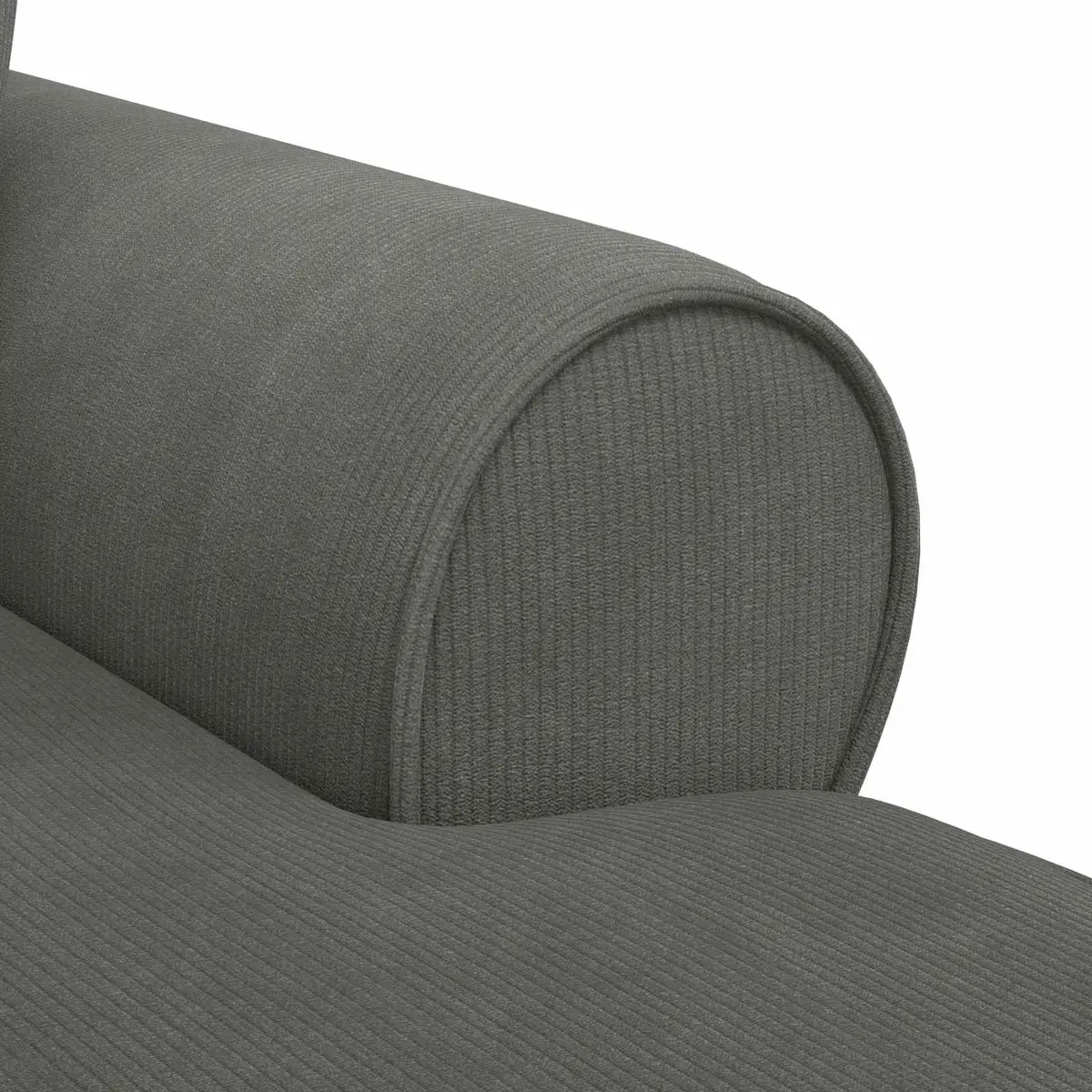 Chaise Lounge Modern with Skirt 3 Piece Dark Grey Corduroy Fabric