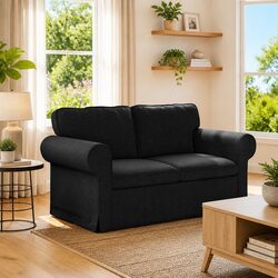 Inviting Modern Black Fabric Sofa for Comfort and Style