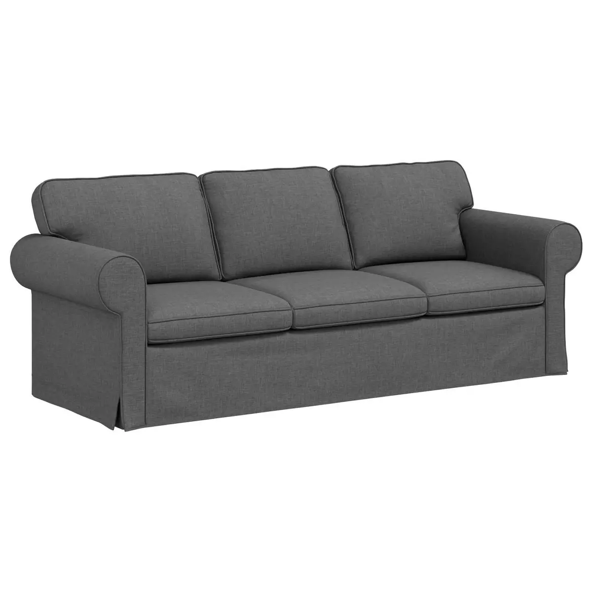 Modular Sofa Dark Grey 215x82x80cm Metal Frame Foam and Fibre Filling