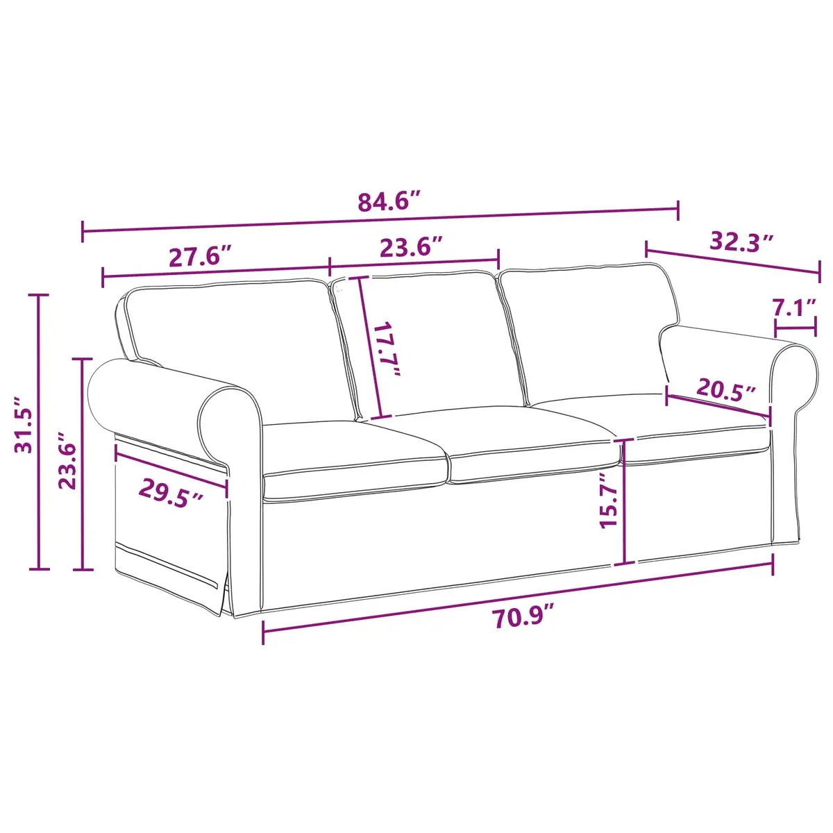 Modular Sofa Dark Grey 215x82x80cm Metal Frame Foam and Fibre Filling