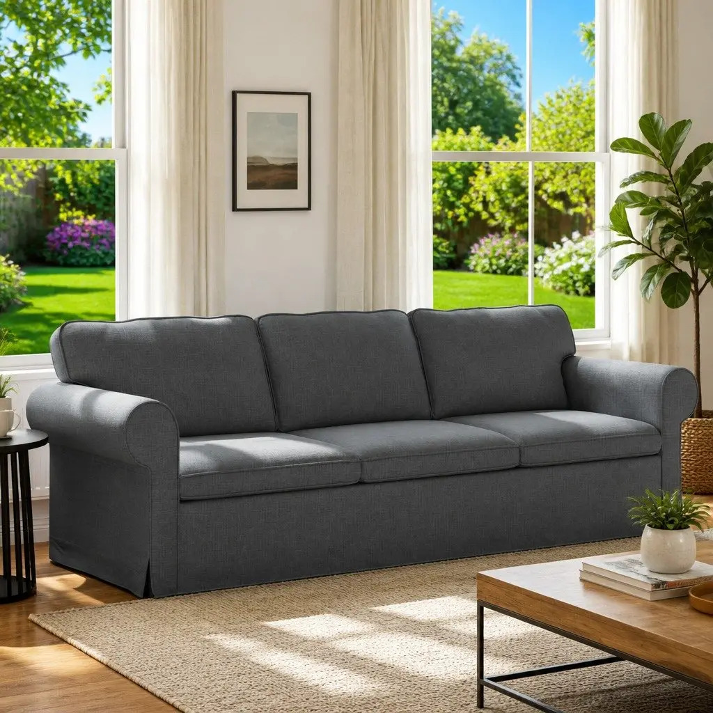 Modern Sofa Grey Modular Fabric Lounge Couch Living Room Sectional 245cm