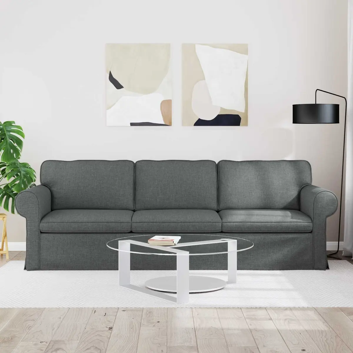 Modern Sofa Grey Modular Fabric Lounge Couch Living Room Sectional 245cm