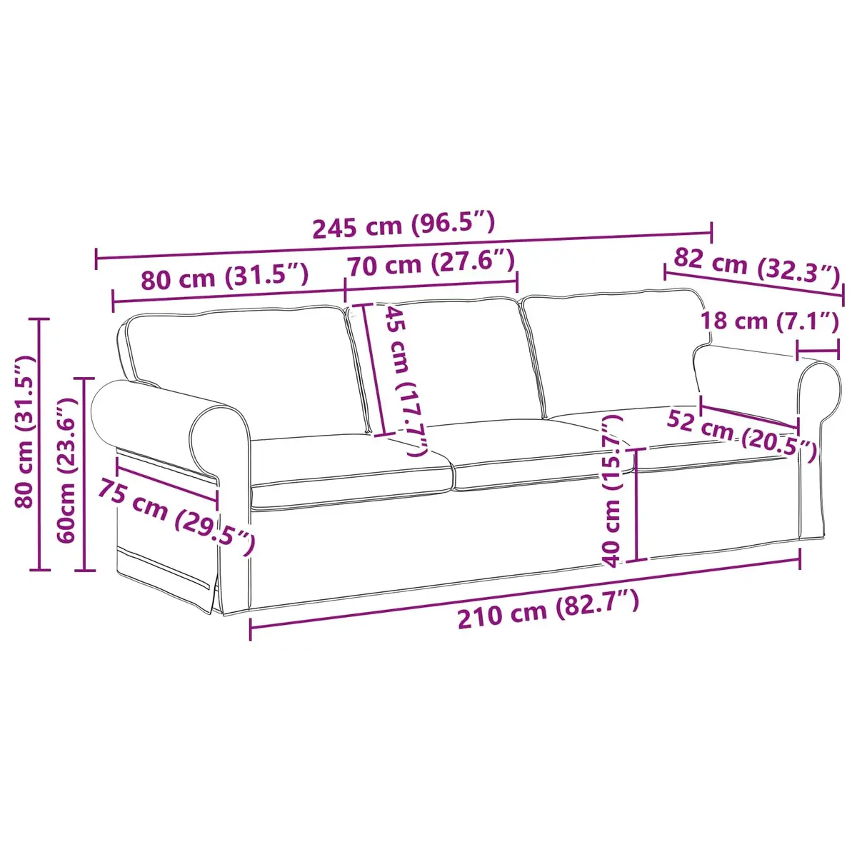 Modern Sofa Grey Modular Fabric Lounge Couch Living Room Sectional 245cm