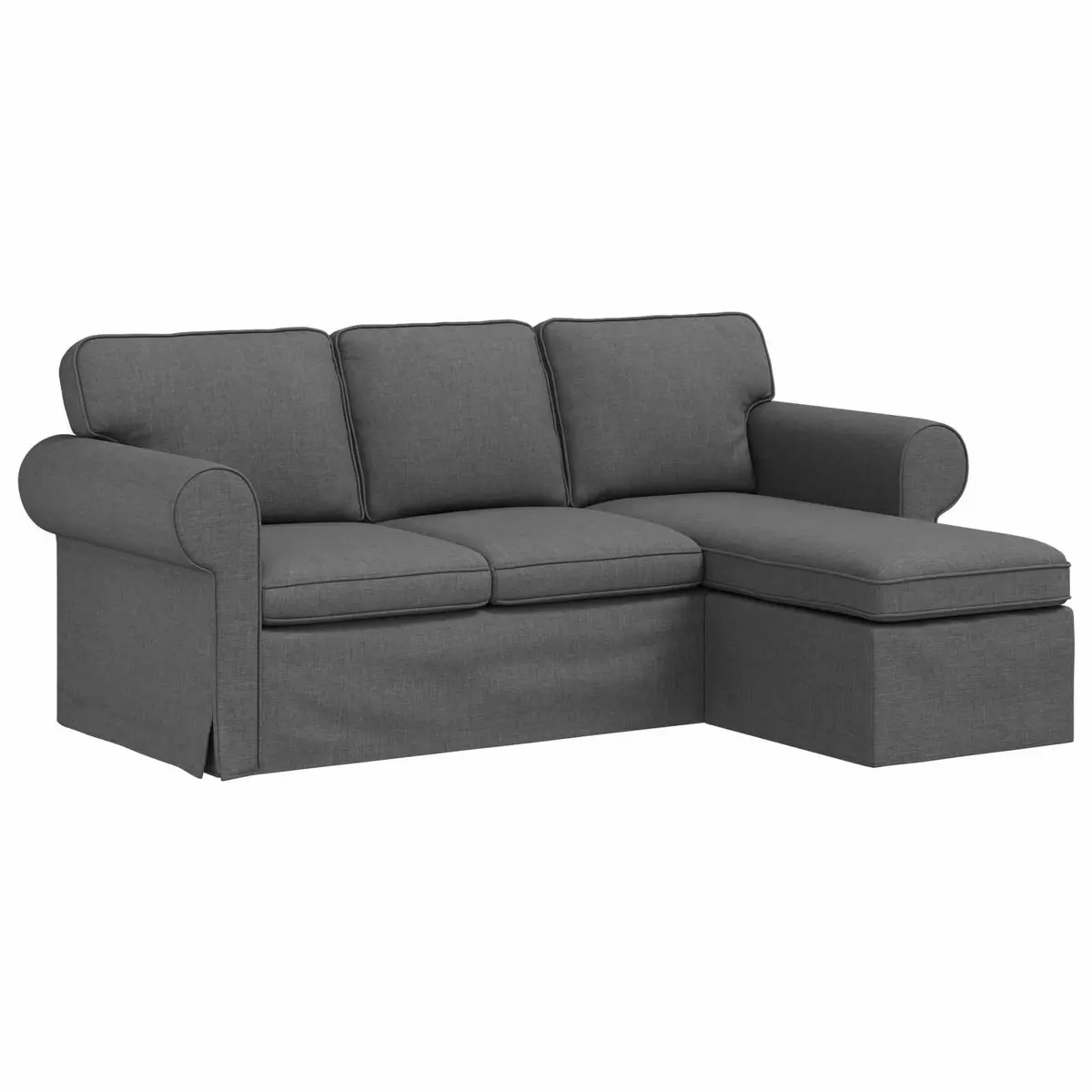 Dark Grey Fabric Sofa Modern Living Room Couch 195cm Wide Comfortable Seating